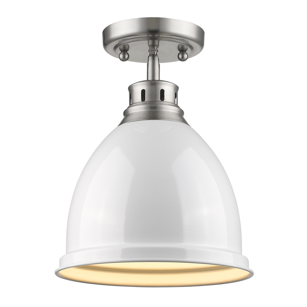 Wry Lighting Duncan 1-light Flush Mount in Pewter and White shade